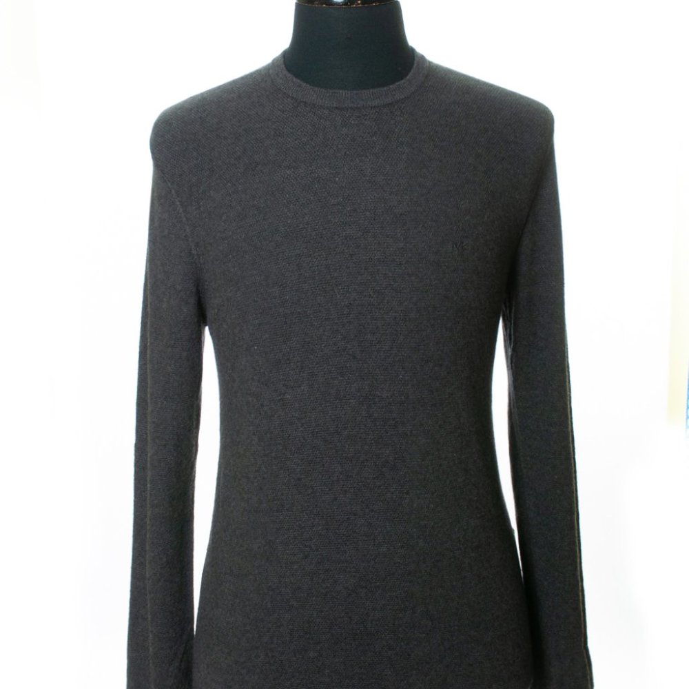 Michael Kors Grey Pique Knit Crew Neck Sweater